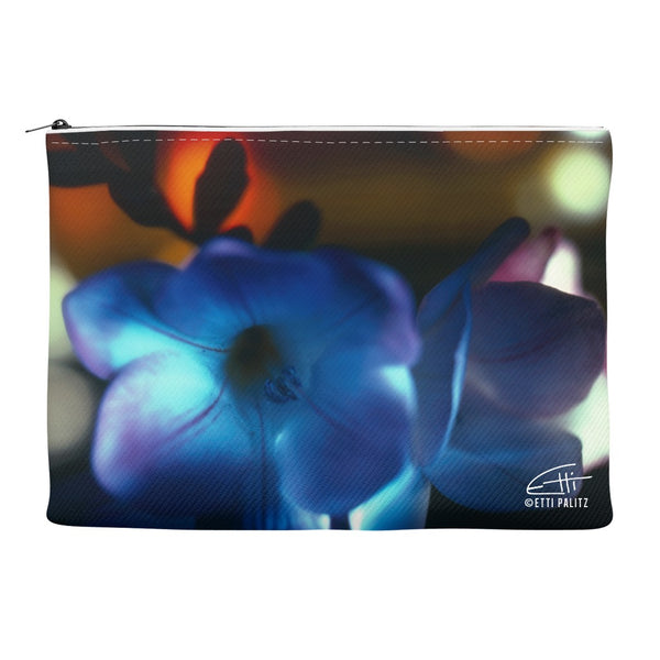 Flowers After Dark 'Blue Freesia' Canvas Cosmetic Clutch