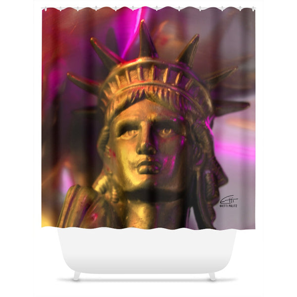 In Love with New York 'Liberty In Gold' Shower Curtain